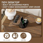 End Tables Set of 2 with Charging Station,Narrow Side Table with Storage for Sofa Couch or Bed Side, Farmhouse Nightstand with Wood Door for Bedroom Living Room(Walnut)