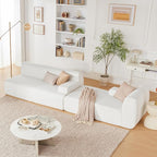 107" Modular Sectional Cloud Couch, Boneless couches Sponge sectionals for Living Room, High Density Sponges Sofa, Modular L-Shape with Chaise, White