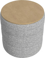 HomePop Channel Storage Ottoman with Wood Top - Cream Boucle with Gray Yarns