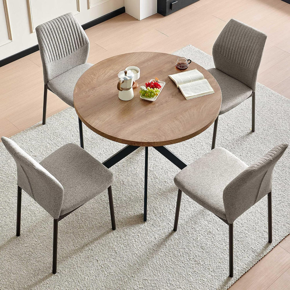 37" Round Dining Table Set for 4, Mid Century Modern Small Coffee Set fo...