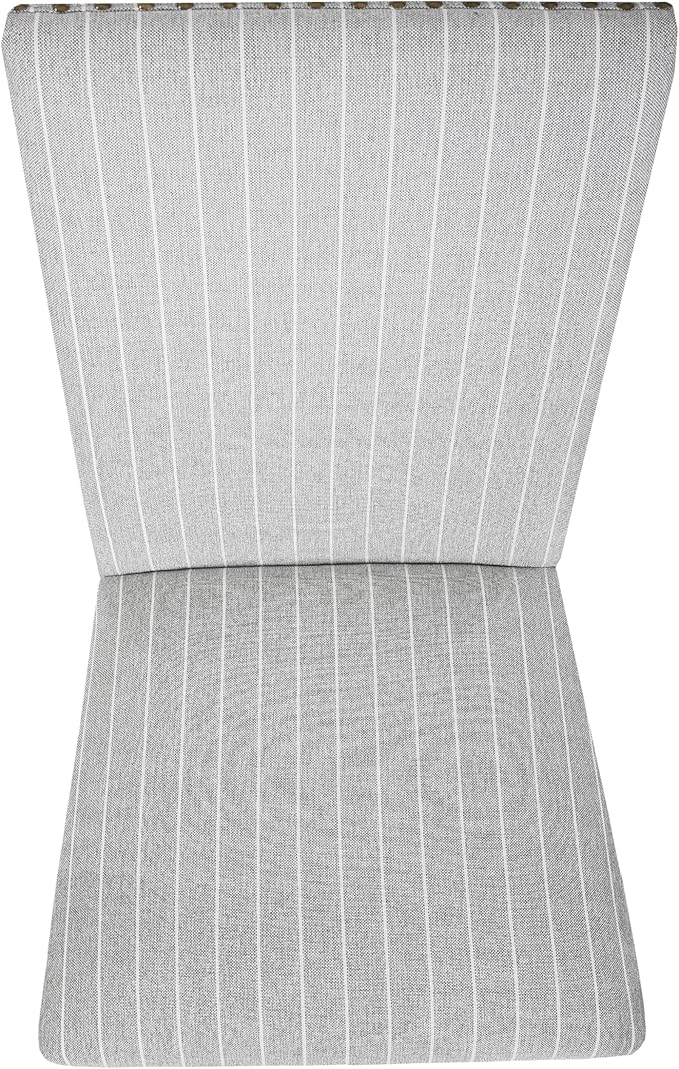 HomePop Upholstered Wood Apron Dining Chair - Light Gray Stripe (Set of 2)