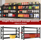Set of 2 48" Wide Heavy Duty Garage Shelving Units,3000LBS 24 Deep Storage Shelves,Metal Garage Shelves,Large Storage Rack,Steel Shelf,Industrial Shelving for Shop,Warehouse,48" W x 24" D x 70" H