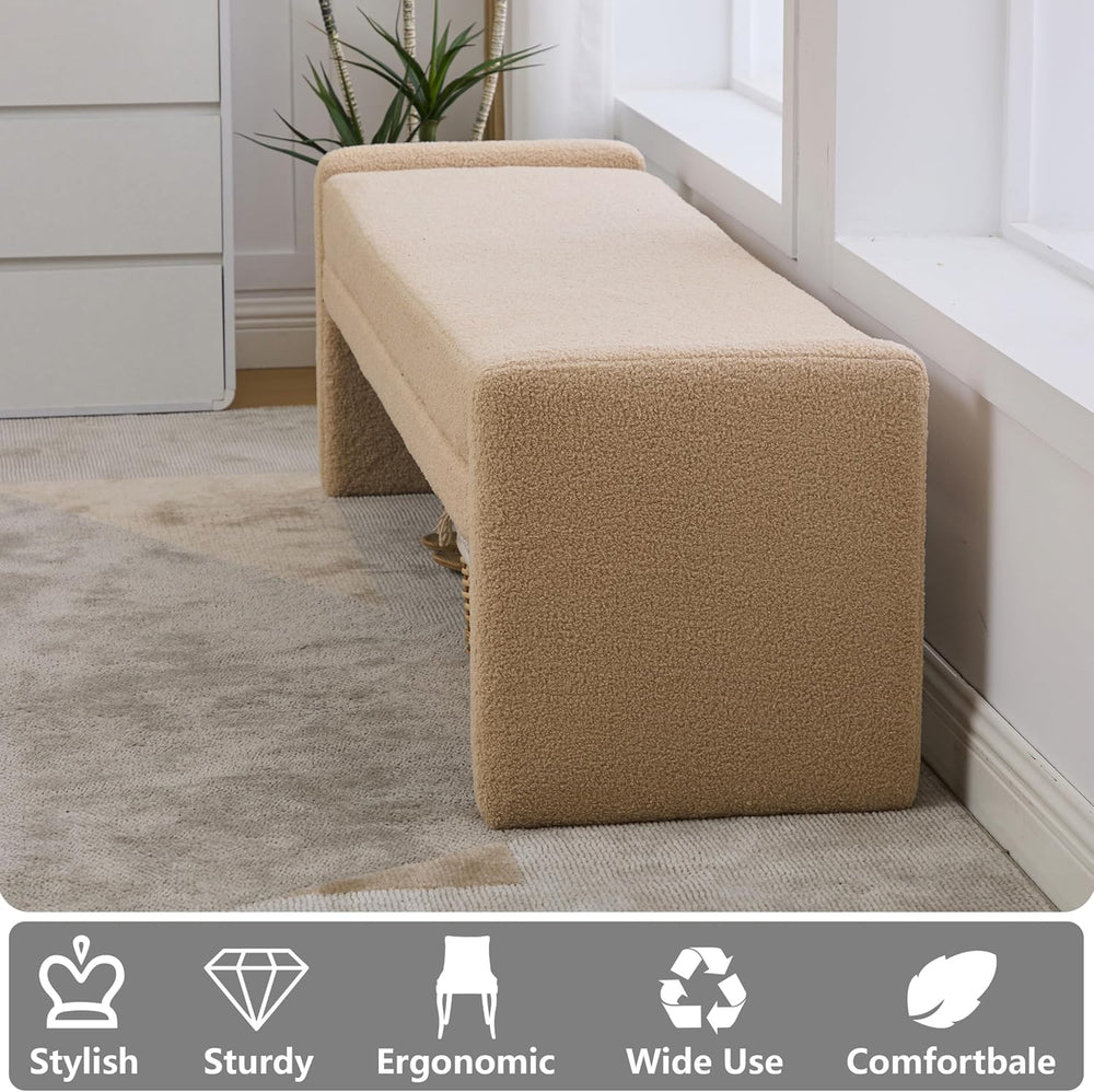 Teddy Bedside Bench for Bedroom King Size,66.9" Minimalist Long Ottoman ...