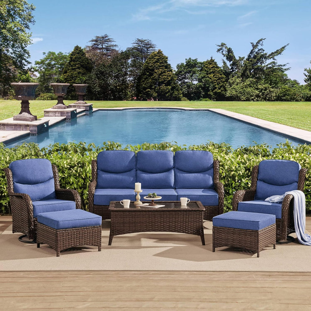HILLGA Luxury High Back Patio Furniture Set with 6-Inch Thick Cushion