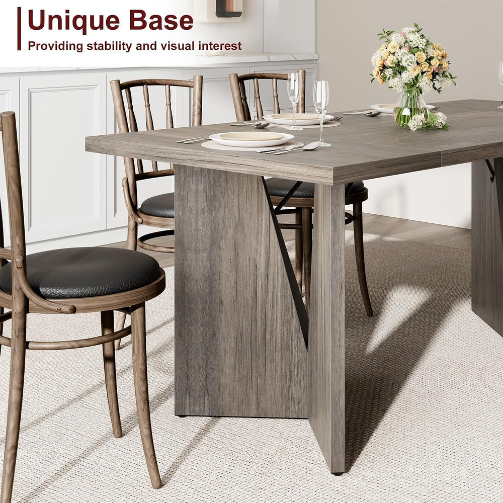 GarveeHome 70.9'' Rectangular Dining Table for 6-8, Wooden Thickened ...
