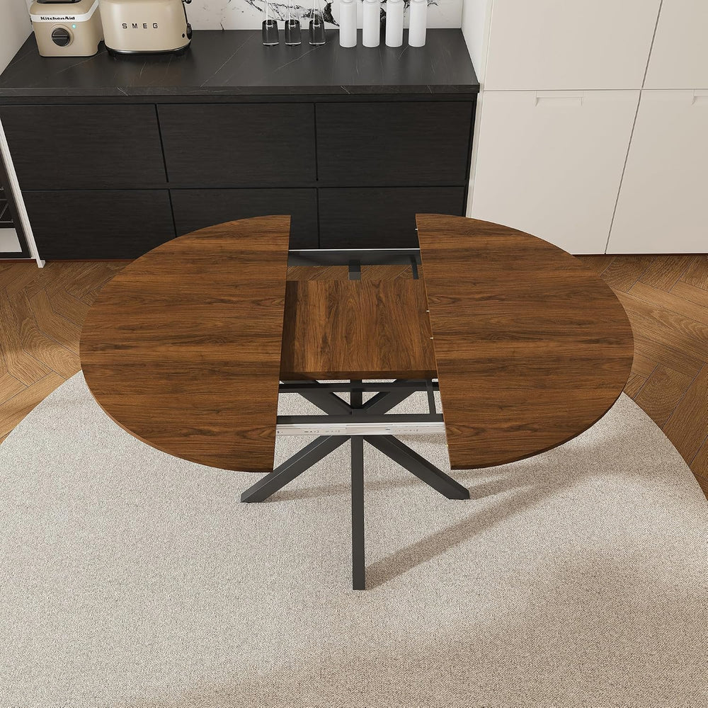 Round Dining Table Set for 6, 43-59" Extendable Dining Room Table Set, W...