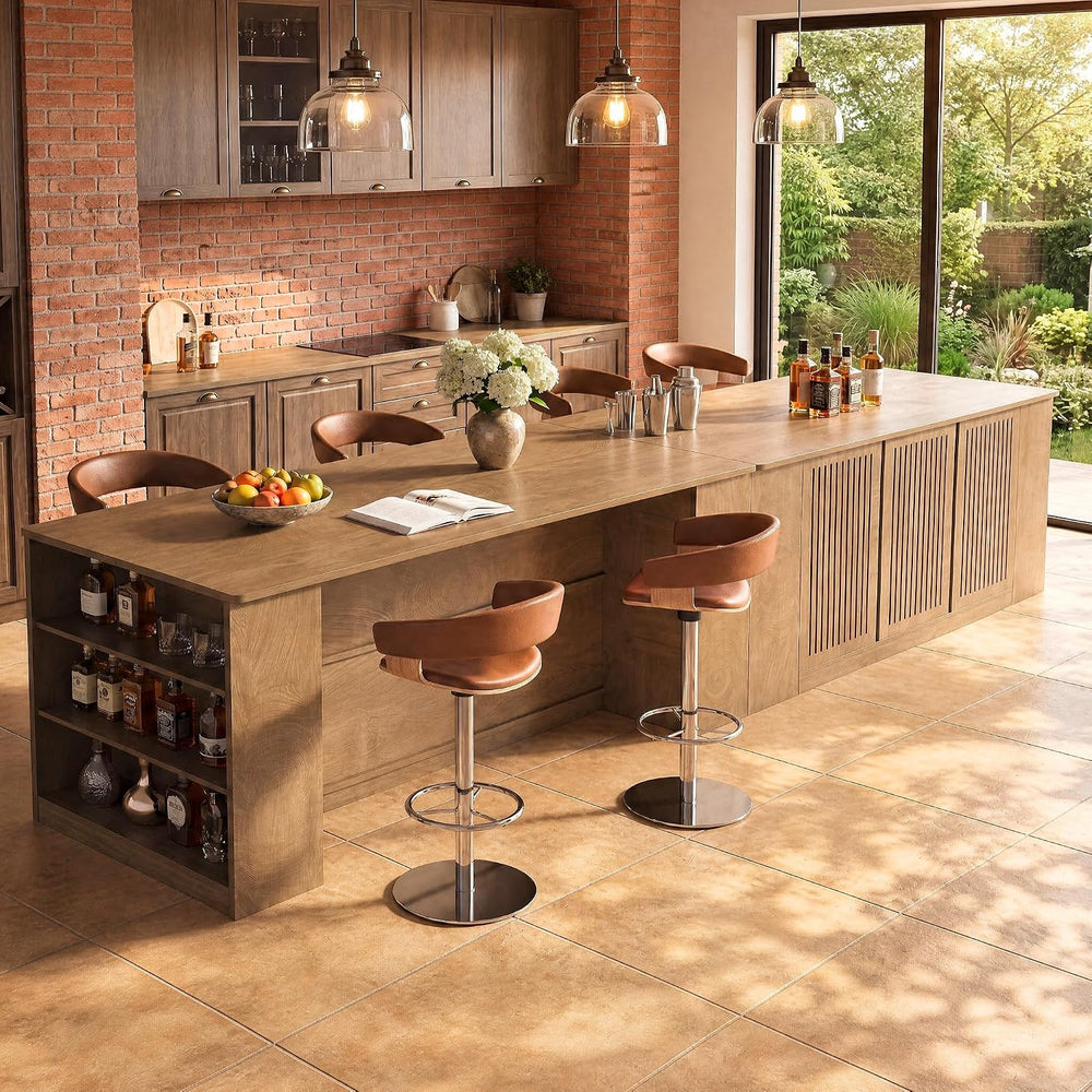Tribesigns 71" Kitchen Island with Storage and Seating, Wooden Stationar...