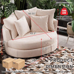 54.9''W Oversized Accent Barrel Chair, Upholstered Chenille Comfy Couch Sofa with 5 Pillows for Bedroom, Living Room, Apartment, Studio, Wheat.