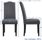 Yaheetech Upholstered Dining Chairs Set of 2, Modern Kitchen Chairs with Nailhead Trims and Solid Wood Legs for Dining Room, Living Room, Restaurant, Fabric Armless Design, Dark Gray