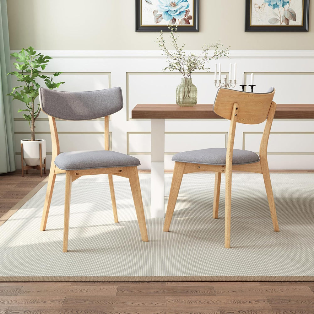 Dining Chairs Set of 2, Mid-Century Modern Upholstered Armless Chair w/Seat C...