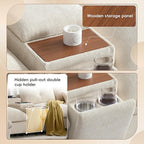 Merax 142'' Modular Sectional Sofa Set with Movable Storage Ottoman and Console, Cup Holder, Wide Seat, 6 Seat U Shaped Couch, Oversized Chenille Sofa with USB Charger for Living Room, Beige