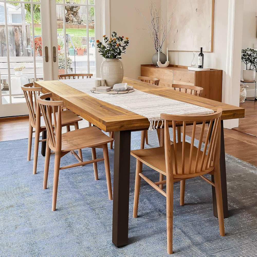 Devoko 6 Person Acacia Wood Dining Table for Kitchen,Natural | Farmhouse Kitc...