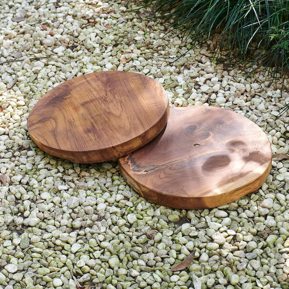 Natural Round Teak Wood Slice Slab 15.6"x15.6"x1.98" Live Edge...