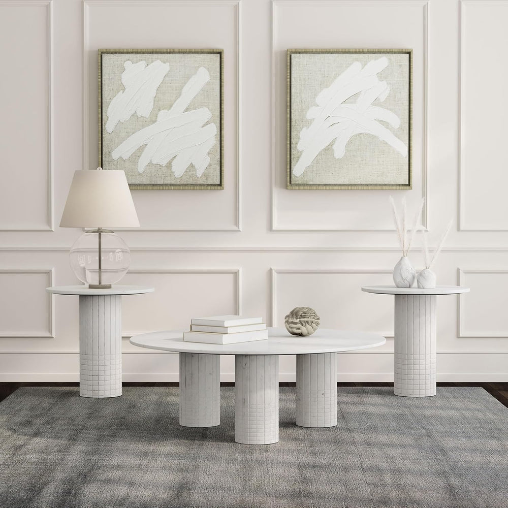 Coaster Home Furnishings Astoria 3-piece Marble Coffee and End Table Set White