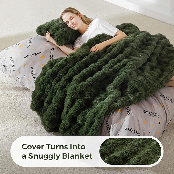 MAXYOYO Giant Bean Bag Chair with Pillow, 3 in 1 Convertible Bean Bag Chair for Adults with Removable Cover, Floor Cushion Stuffed Floor Lounger for Living Room Bedroom, Bubble Green