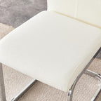 Modern Fabric Dining Chairs Set of 8,Armless Kitchen Chairs,Dining Room Chairs with Upholstered Padded Seat and Sturdy Silver Chrome Legs for Dining Room,Kitchen (White-Fabric, Set of 8)