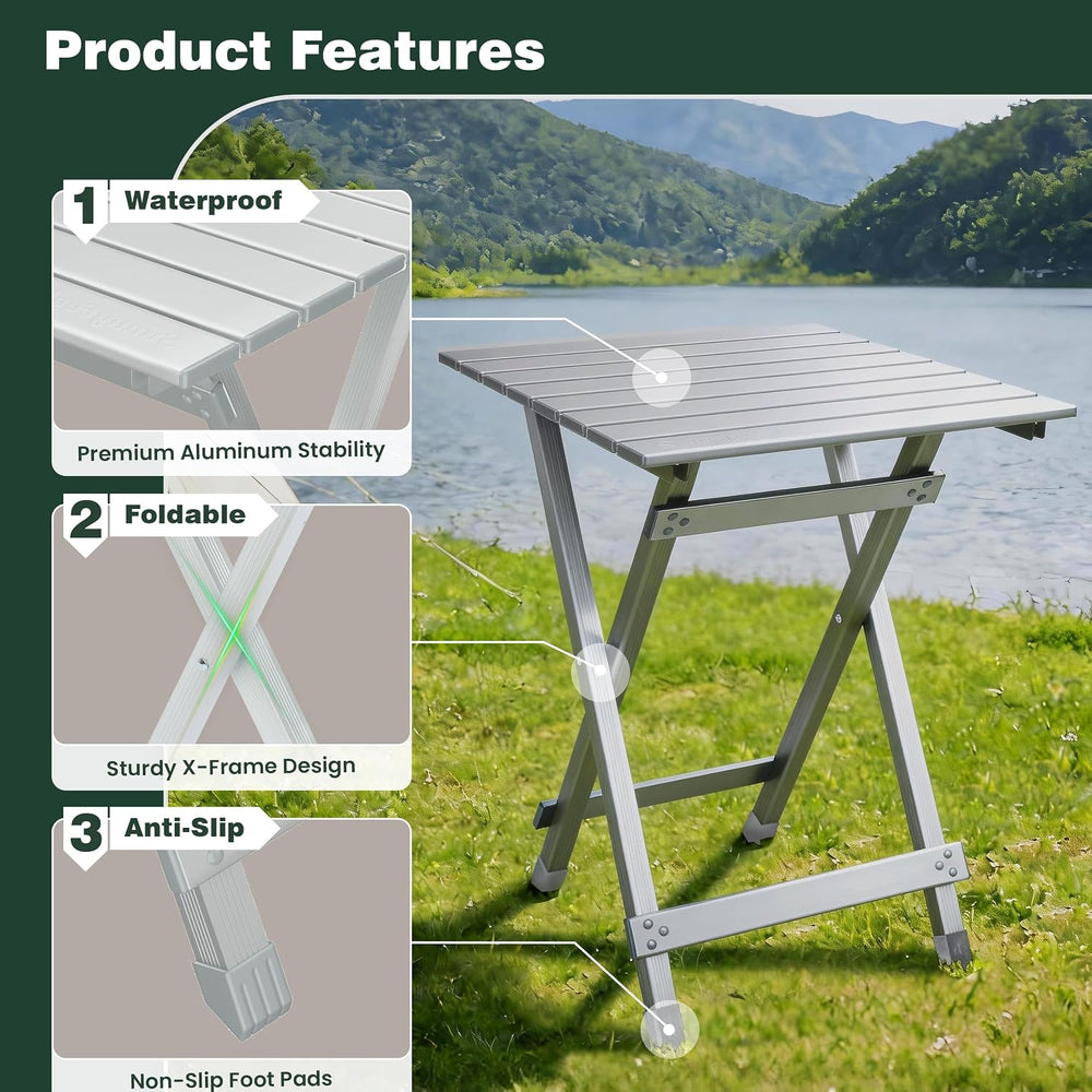 SUNNYFEEL Folding Camping Table - Lightweight Aluminum Portable Picnic Table ...