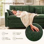 108 Inch Cloud Couch Sectional, Modular Sectional Sofa with Ottoman, Green | L Shaped Sectional Couches for Living Room, Apartment, Comfy Corduroy Cloud Sofa with Throw Pillows, Modern 4 Seater Couch