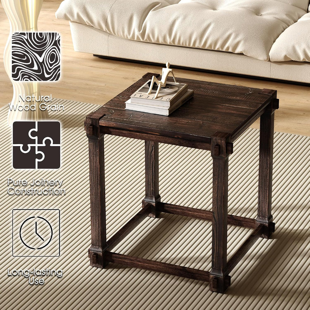 Vintage Aged Solid Wood Side Table, End Table, Nightstand, Bedside Table, Mor...