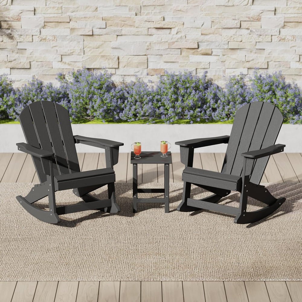 WestinTrends Malibu 3-Piece Set Outdoor/Patio Poly Adirondack Rocking Chairs ...