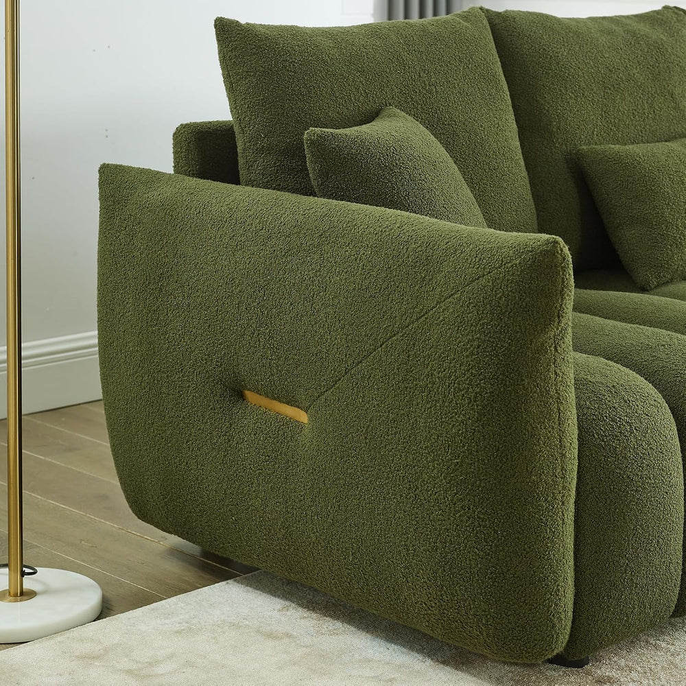 Antetek Set of 3 Teddy Fabric Sofa for Living Room, Modern 2 Units Deep Seat ...