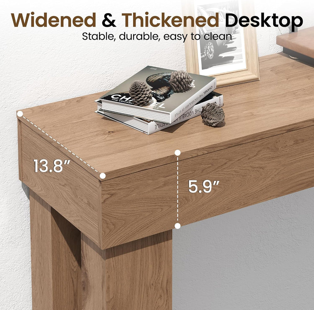 Apicizon 63" Long Console Table for Entryway with LED Light, Farmhouse W...