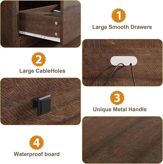IDEALHOUSE 70in TV Stand for TVs up to 80", Mid Century Modern Entertainment Center with Storage Drawer and Open Shelves, TV Console Media Cabinet for Living Room, Bedroom, Brown