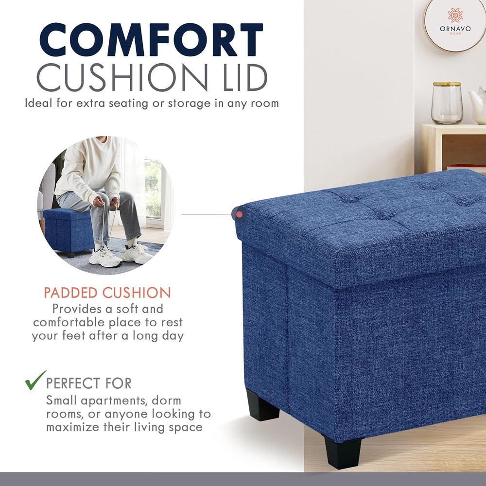Ornavo Home Storage Ottoman Small Rectangle Ottoman with Legs, Foot Rest Stoo...