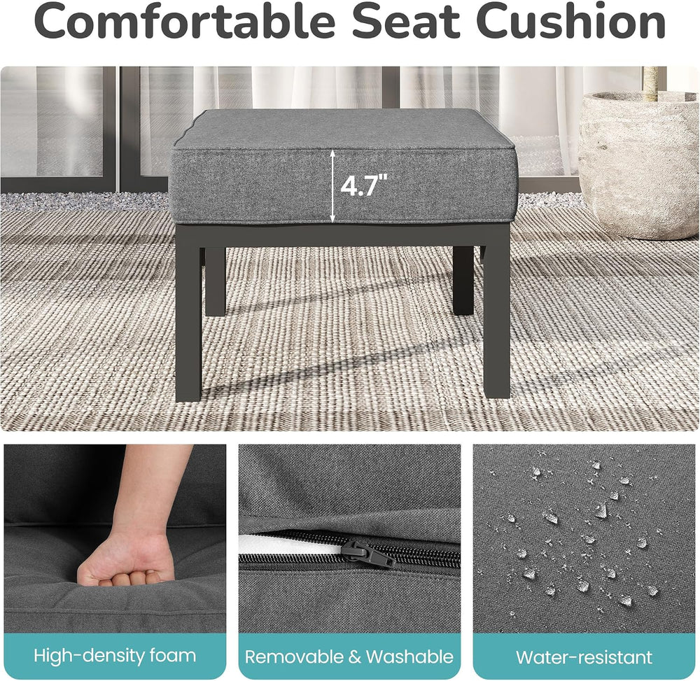 Wisteria Lane Aluminum Patio Furniture Footstools Set of 2, Oversized Outdoor...