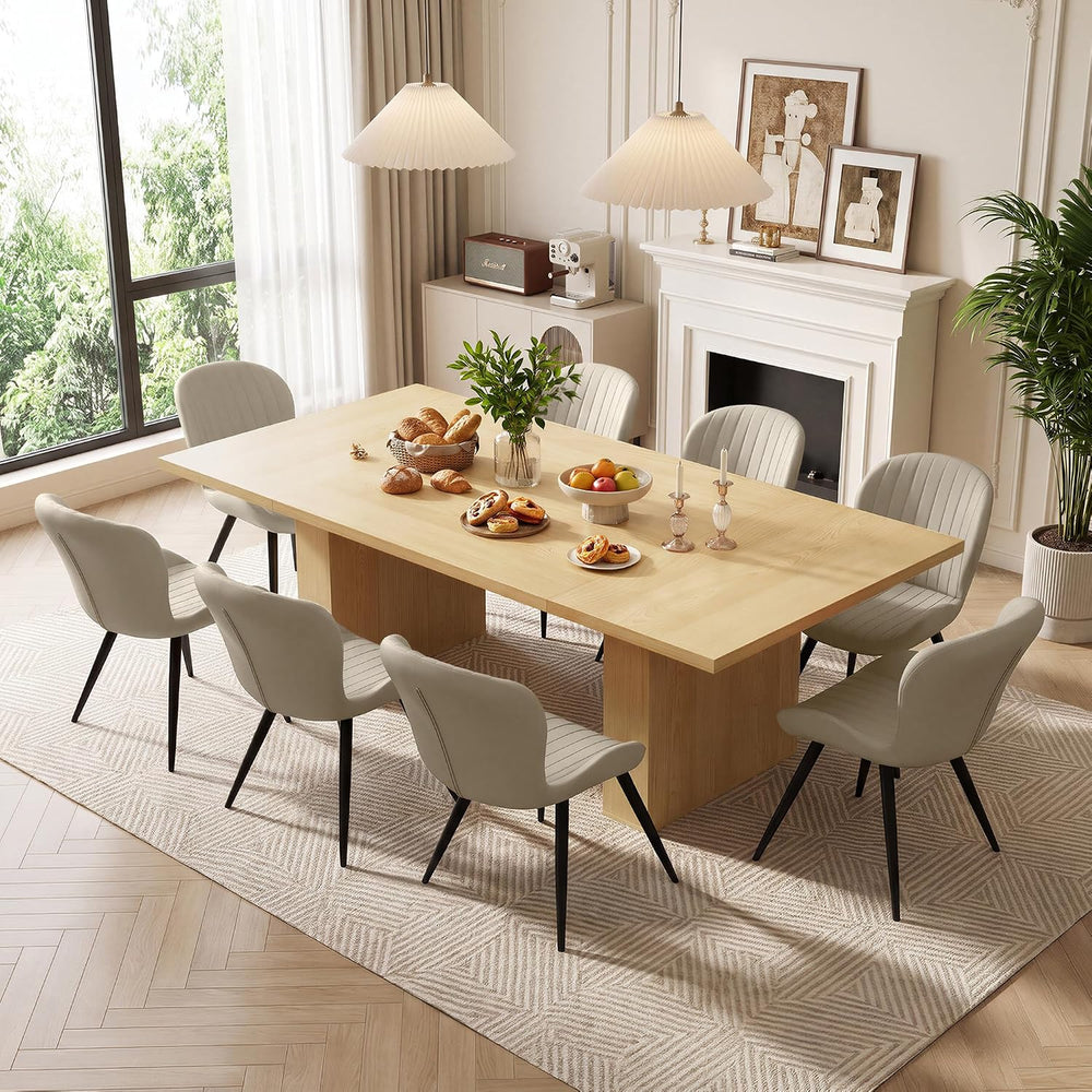 Miereirl 9-Piece Modern Farmhouse Dining Table Set for 8, 78" Kitchen Ta...