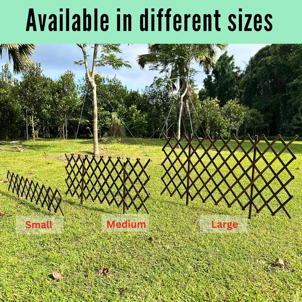 ShopLaLa Expandable Lattice Fence (2 Pack, 12ft Total) Wooden Garden Fences