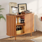 DHH Sideboard Buffet Cabinet with Storage,Mid Century Modern Fluted Accent Coffee Bar Console Table,Tambour Sliding Doors& Adjustable Shelf for Kitchen, Living Room, Entryway (Yellow walnut40 Inch)