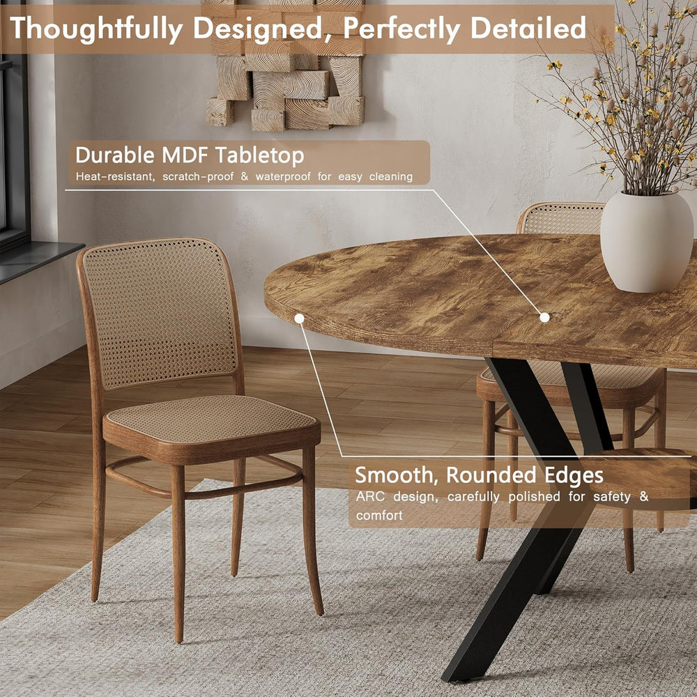 42"-58" Extendable Oval Dining Table for 4-6, Kitchen Round Table w...
