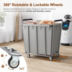 Hoctieon Large Laundry Cart with Wheels, 400L Heavy Duty Laundry Basket Organizer, Rolling Hamper Sorter for Clothes Storage, Industrial Dirty Clothes Hamper for Home & Hotel, Gray