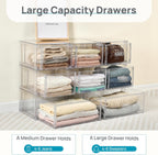 Vtopmart 5-Piece Large & Medium Stackable Drawer Organizer Set, 108QT Clear Storage Cabinet with Easy Assembly, Durable Drawers for Closet, Bedroom, Entryway, Playroom & Apartment Organization