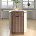 Tilt-Out Trash Cabinet with 10-Gallon Capacity, Walnut Laundry Hamper Cabinet, 34.3 x 19 x 13.8 inches, Wave-Textured Front.