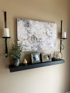 joelsantiques - 54 Inch Wooden Floating Shelves for Wall - 54x8x2 in - Made of Natural Wood - Long Heavy Duty Rustic Wall Shelves for Bedroom - Perfect for Living Room, Kitchen - Black