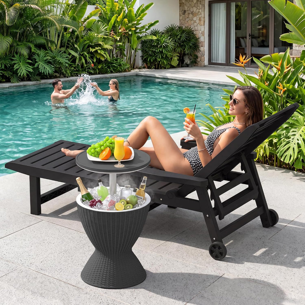 EFU Cooler Tables, 15 Gallon Cooler Bar Tables, Keeps Cold 12H | Multi-Functional Outdoor Cool Bar for Drinks Beer & Wine, with Drain Plug, Patio Furniture for Backyard, Pool, BBQ, Party