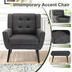 NicBex Modern Accent Chair for Living Room Upholstered Foam Filled Living Room Chairs with Metal Legs Linen Cozy Lounge Armchair for Living Room Bedroom,Dark Grey
