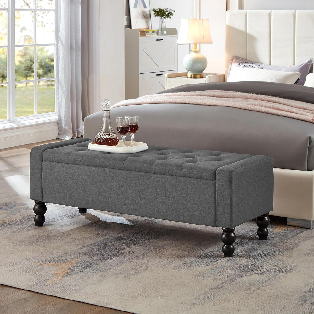 50" W Storage Ottoman Bench with Safety Hinge, Load up to 660 lb Ottoman...