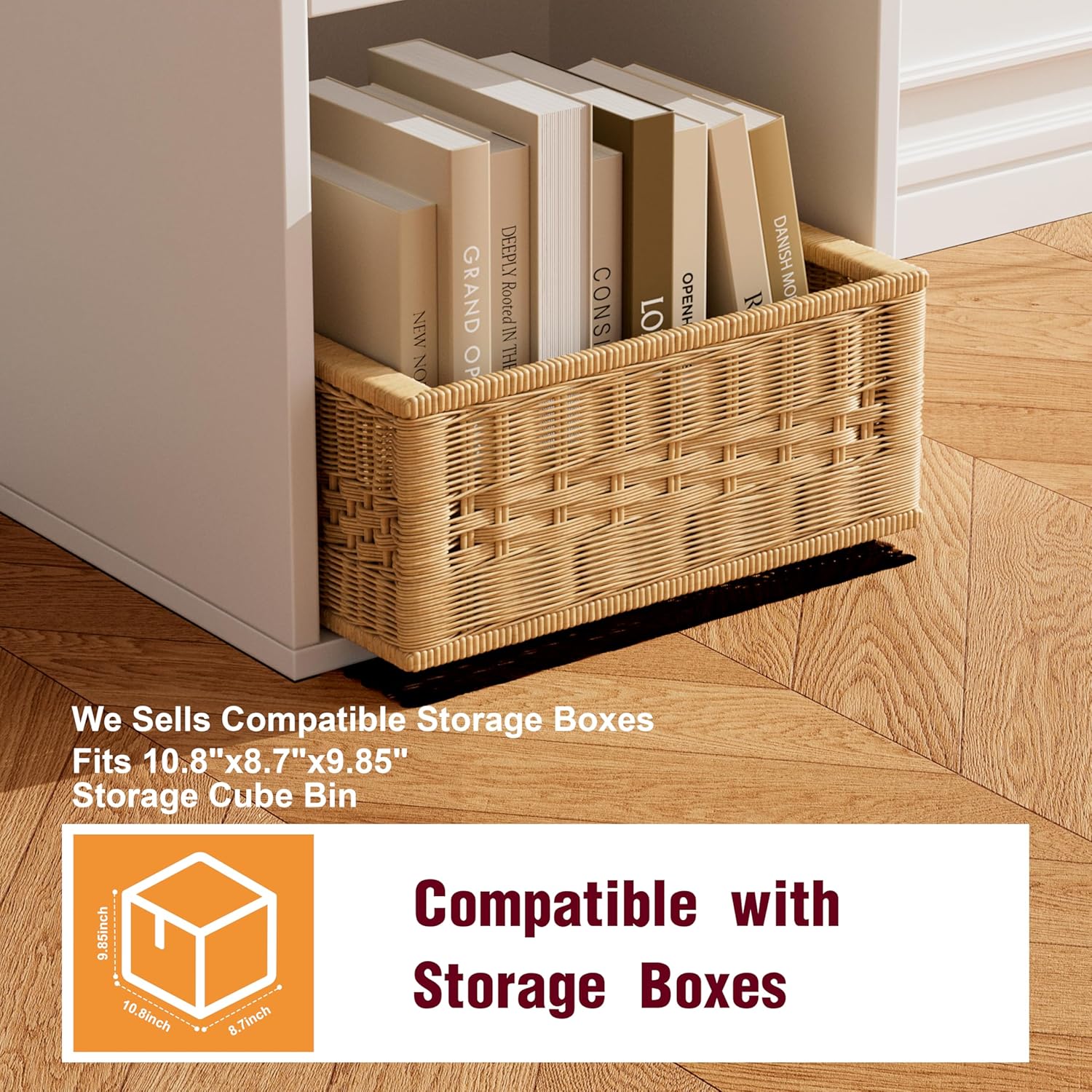 Book Shelf, Wooden Cube Storage Organizer with 11" Open Cubes, Stackable Modular Bookcase for Room Divider Storage, 2 Tier Bookshelf for Living Room, Bedroom, Office (White, 4-Cube)