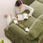 85" Sectional Sofa Couch with All Seat Storage,Movable Ottoman,Green | L Shaped Couch with Armrest Organizer,3-Seater Sofa,Small Modular Couches for Living Room,Bedroom,Apartment,Chenille