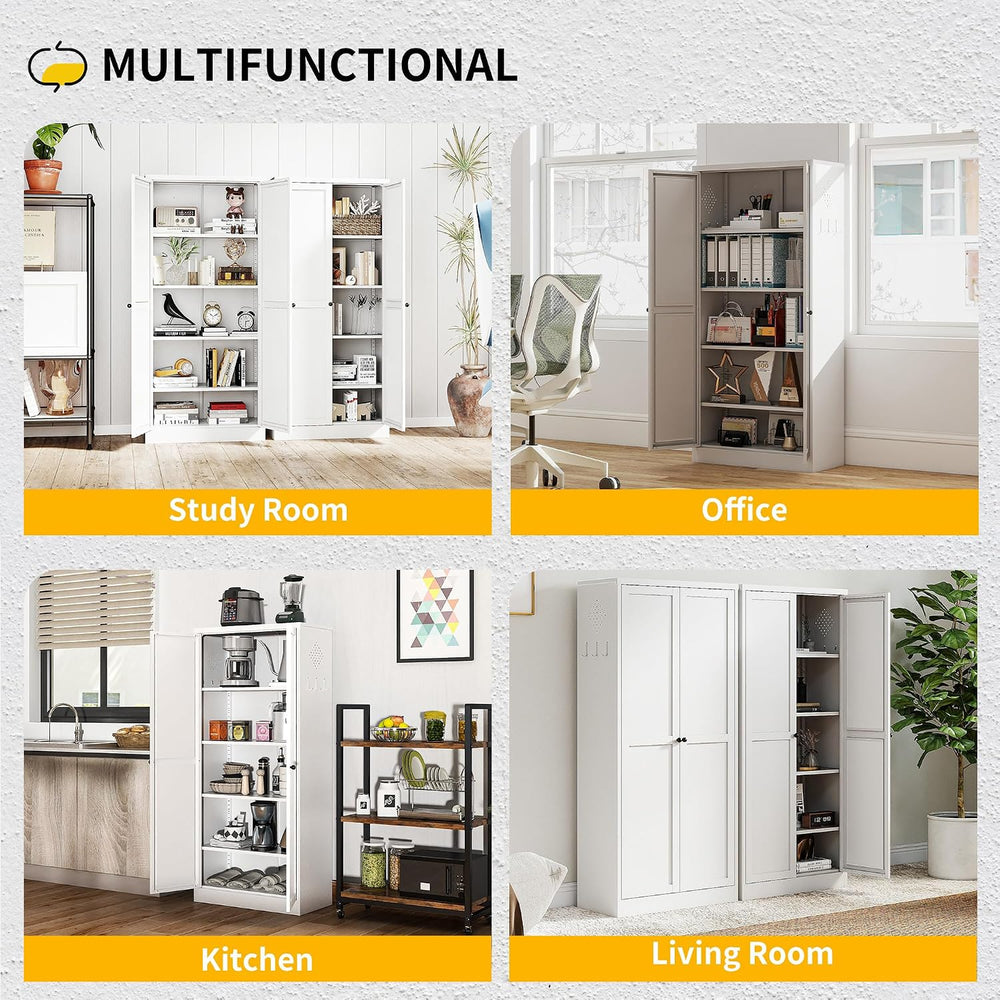 Kitchen Pantry Cabinet, 61" Metal Pantry Storage Cabinet with Doors and ...