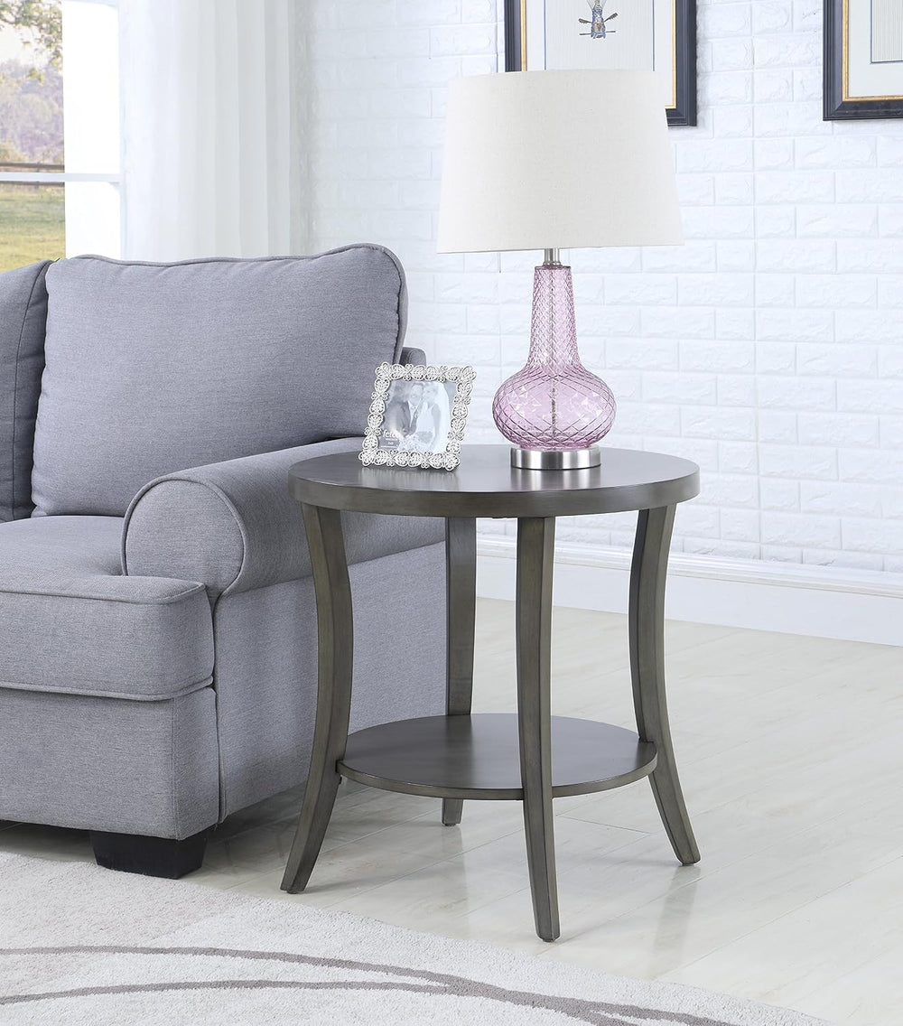 Oval Shelf End Table, Gray