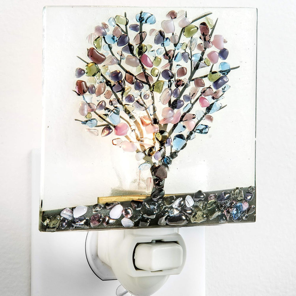 J Devlin Tree Glass Plug-in Night Light, Multicolor