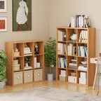 Cube Storage Organizer Bookcase, Decorative 11 inch Open Back Cubical Shelf with Thickened Border, Display Bookshelf for Living Room, Home Office, Sturdy Room (Natural Oak, 12 Cube)