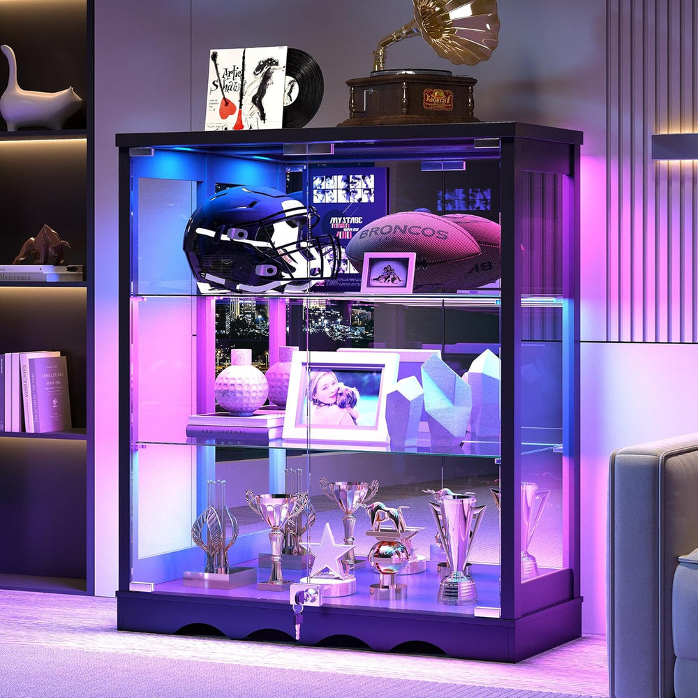 Dystler RGB Display Cabinet with Glass Doors - 39’‘ Tall Curio Cabinet with L...