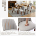 Wooden Dining Chairs Set of 4, Upholstered Kitchen Dining Room Chairs with Padded Seat and Wood Legs, Modern Fabric Side Dinner Chair for Kitchen, Dining Room, Restaurant, Cafe, Grey