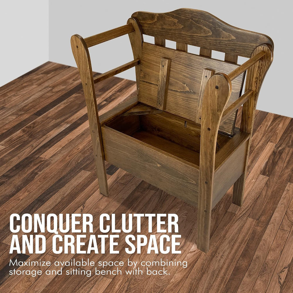 Peaceful Classics Bench with Storage - Small Wooden Storage Bench for Entrywa...