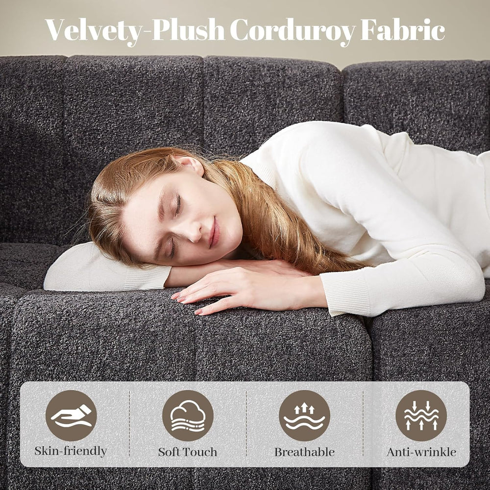 Modular Sectional Sofa with Deep Seat, Cloud Couch with 2 Movable Ottoman, No...